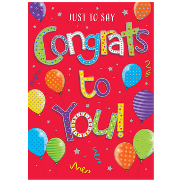 Huge Hugs Congrats Balloons Greeting Card 17.5in X 12.5in