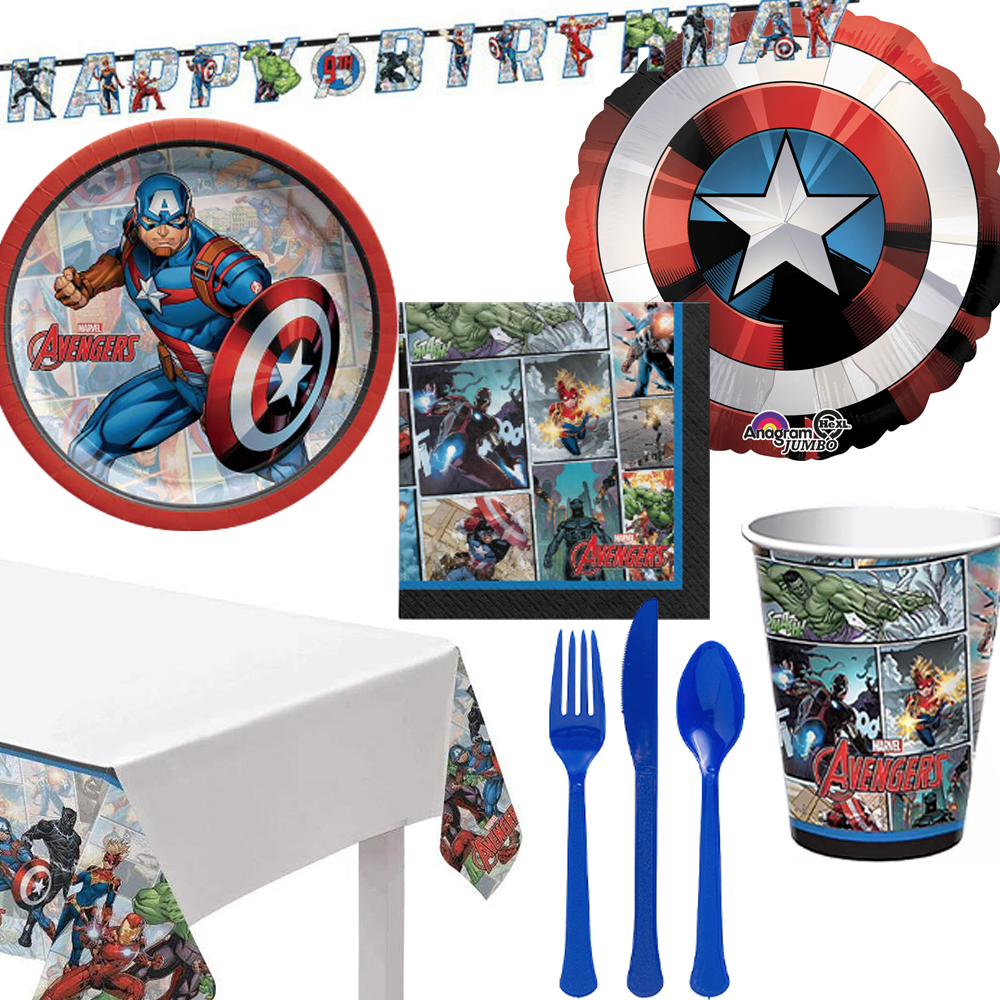 Captain America 59 Pieces Tableware Party Supplies for 8 Guests