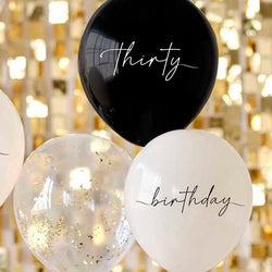 30th Birthday Golden Age Latex Balloons 5pcs