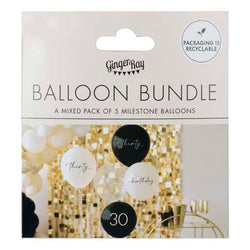 30th Birthday Golden Age Latex Balloons 5pcs