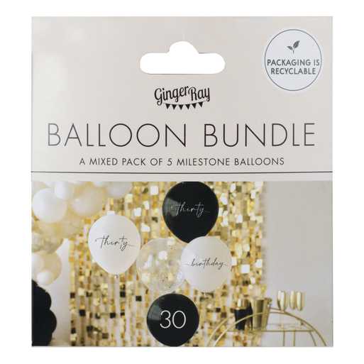 30th Birthday Golden Age Latex Balloons 5pcs