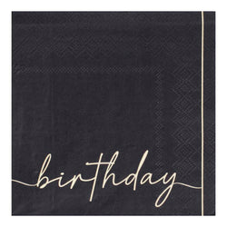 Black and Nude Happy Birthday Paper Napkins 16pcs