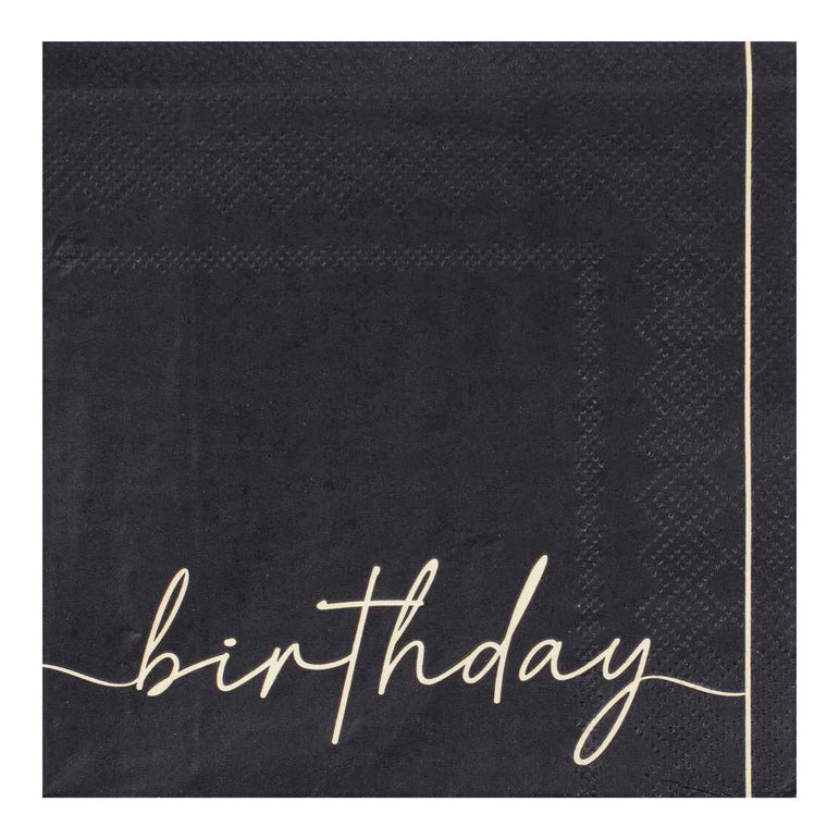 Black and Nude Happy Birthday Paper Napkins 16pcs