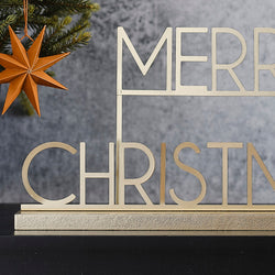 Gold Metal Merry Christmas Sign