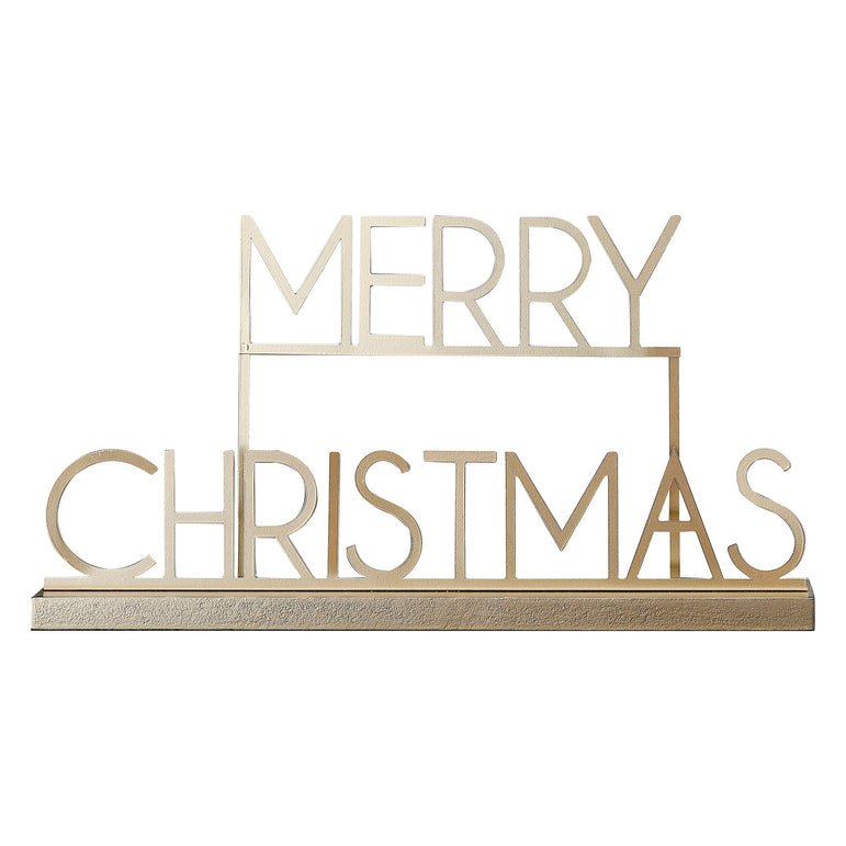 Gold Metal Merry Christmas Sign
