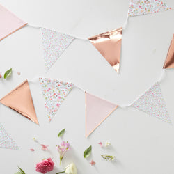Ditsy Floral Rose Gold Floral Party Flag Bunting