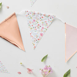 Ditsy Floral Rose Gold Floral Party Flag Bunting