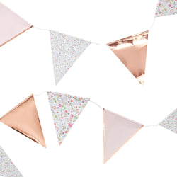 Ditsy Floral Rose Gold Floral Party Flag Bunting