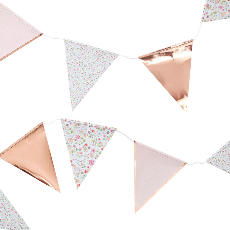 Ditsy Floral Rose Gold Floral Party Flag Bunting