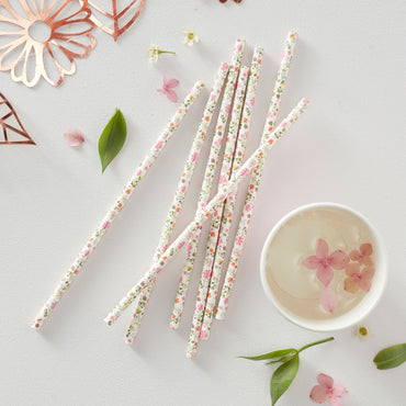 Ditsy Floral Paper Straws 25pcs