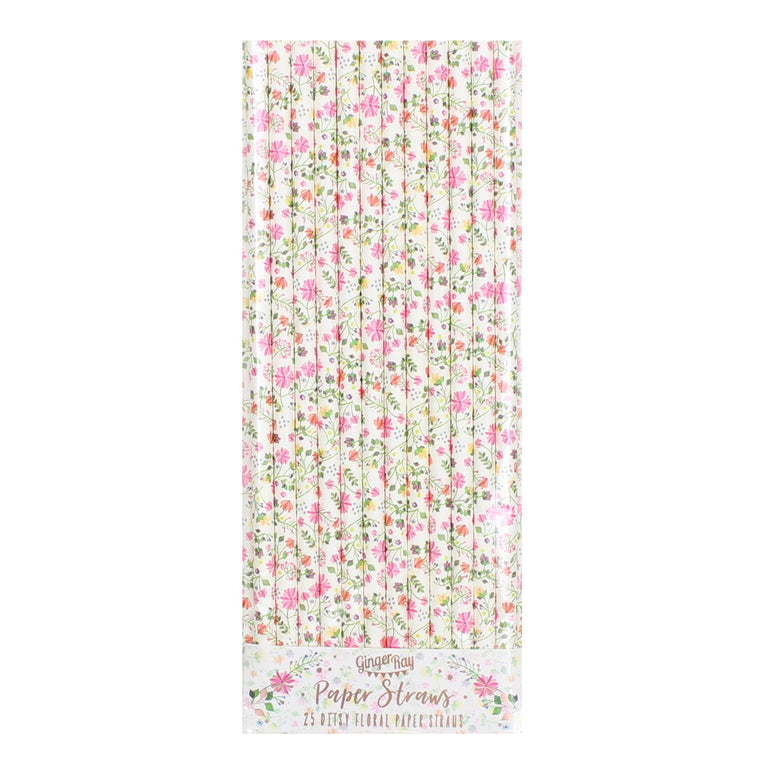 Ditsy Floral Paper Straws 25pcs
