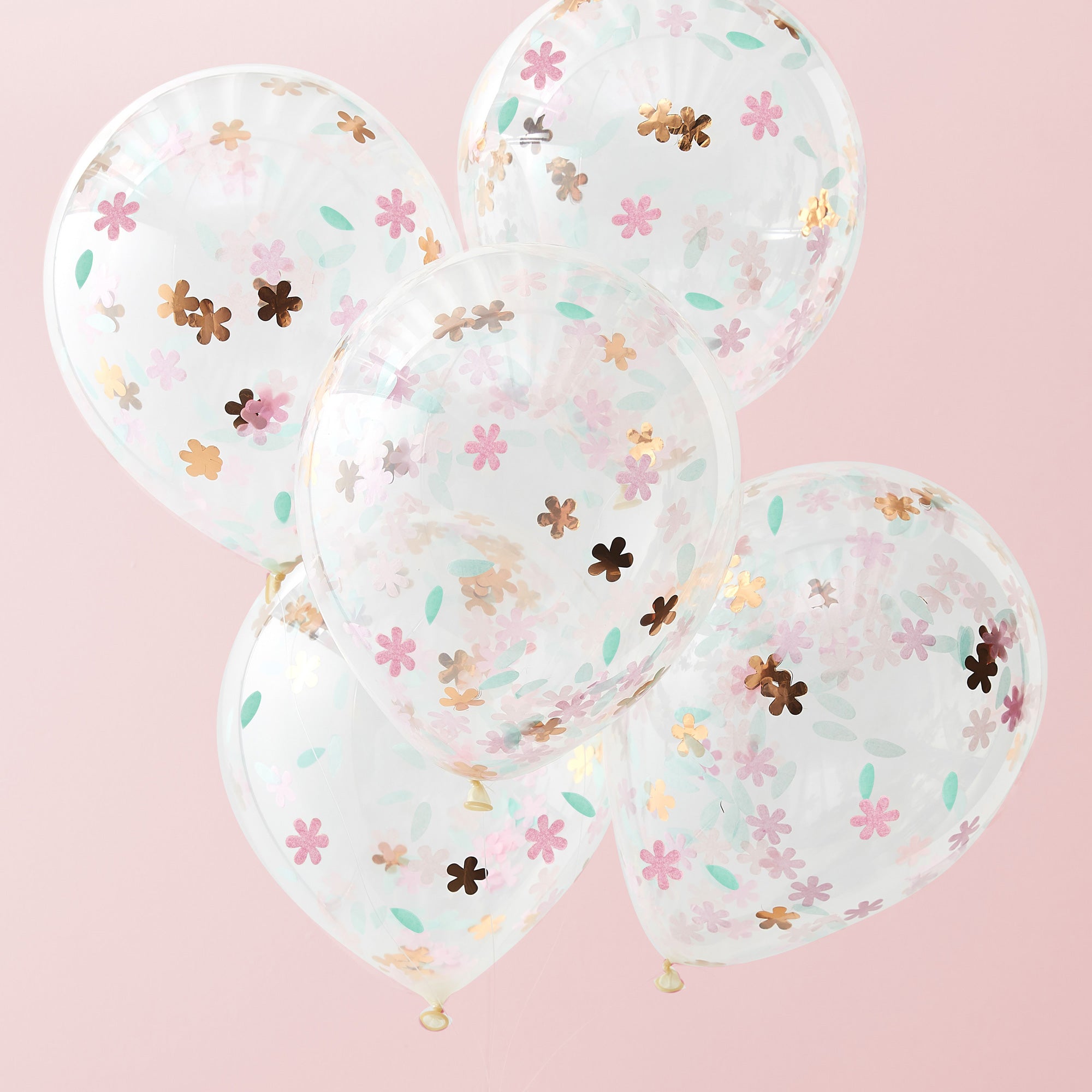 Ditsy Floral Rose Gold Floral Confetti Balloons