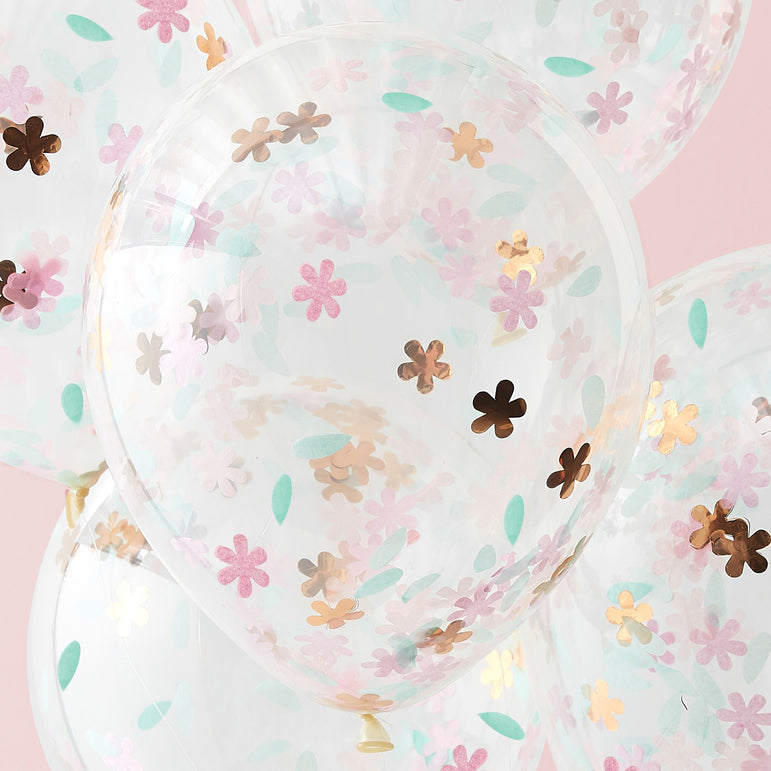 Ditsy Floral Rose Gold Floral Confetti Balloons