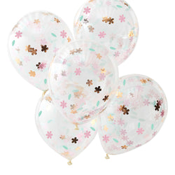 Ditsy Floral Rose Gold Floral Confetti Balloons