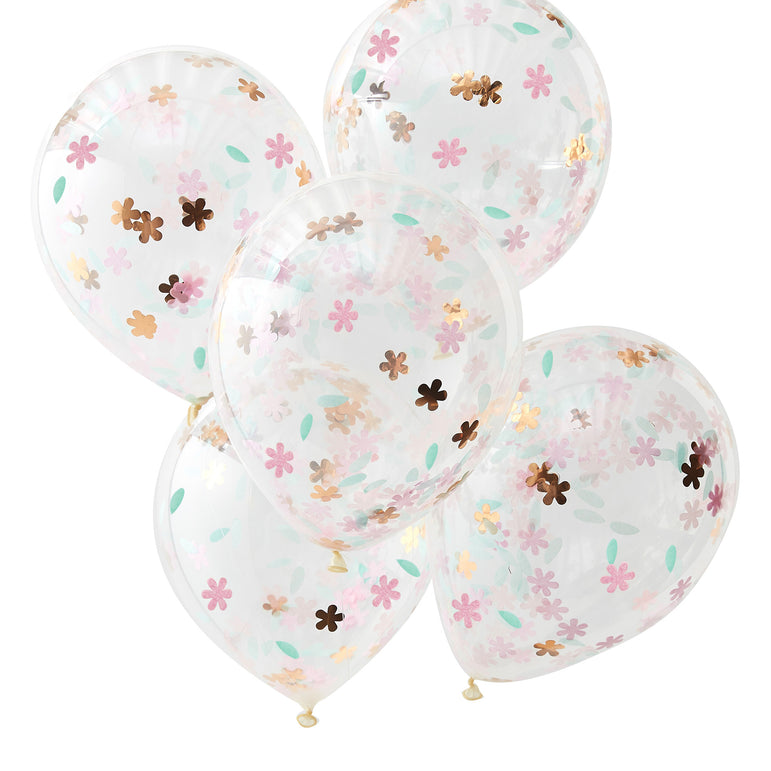 Ditsy Floral Rose Gold Floral Confetti Balloons