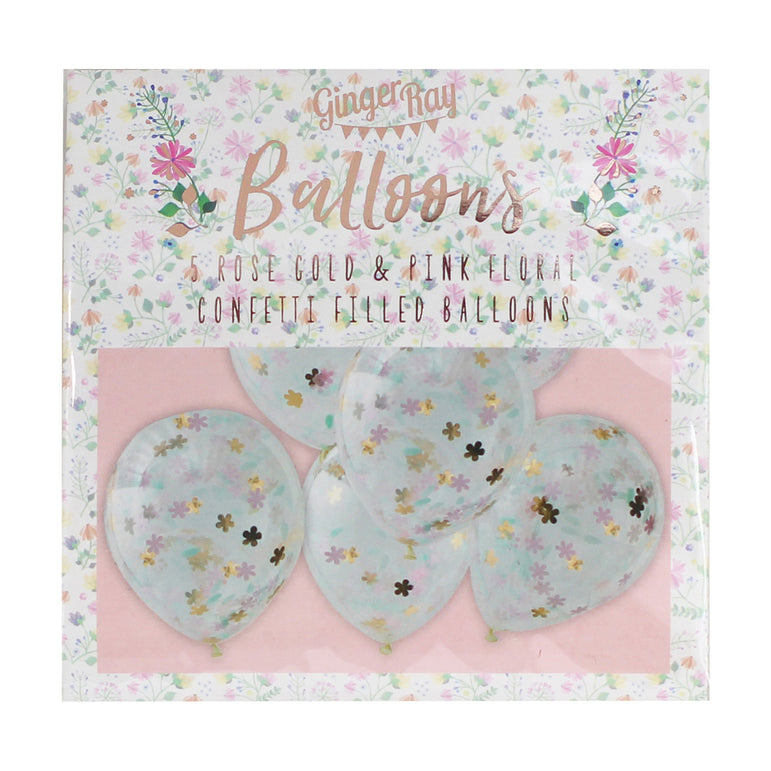 Ditsy Floral Rose Gold Floral Confetti Balloons