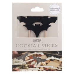Halloween Bat Cocktail Party Sticks 12pcs