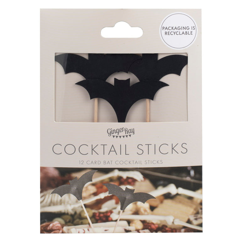 Halloween Bat Cocktail Party Sticks 12pcs