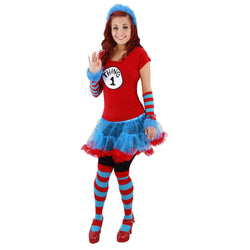 Adult Dr. Seuss Thing 1 & 2 Stripped Knee High Socks