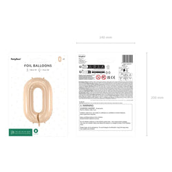 Beige Number 0 Foil Balloon 28x34in