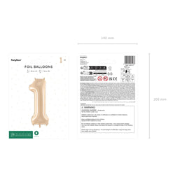 Beige Number 1 Foil Balloon 28x34in