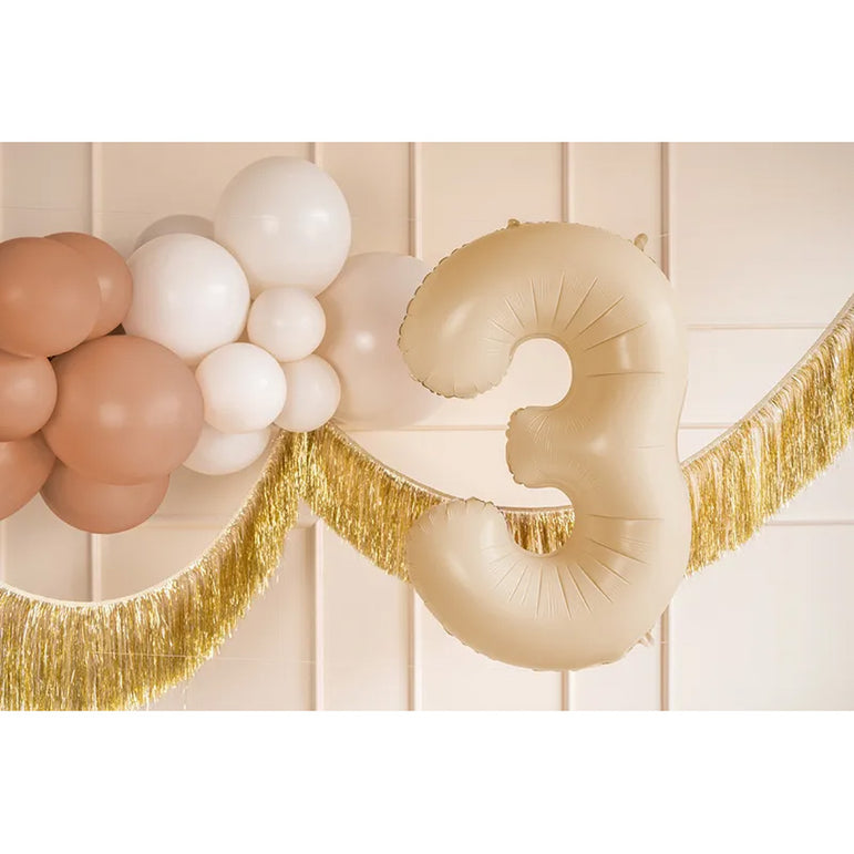 Beige Number 3 Foil Balloon 28x34in