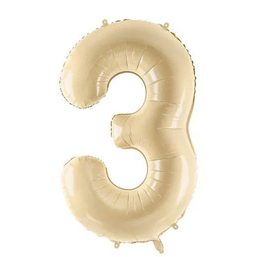 Beige Number 3 Foil Balloon 28x34in