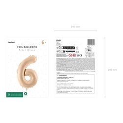 Beige Number 6 Foil Balloon 28x34in