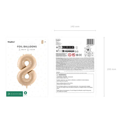 Beige Number 8 Foil Balloon 28x34in