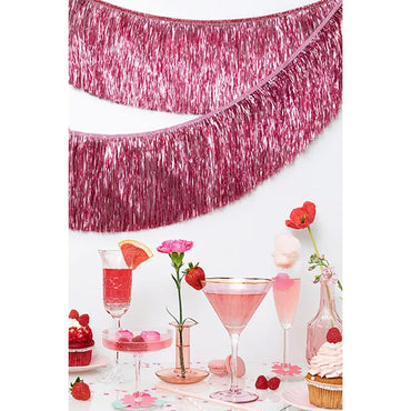 Pink Fringe Garland Decoration 20cm