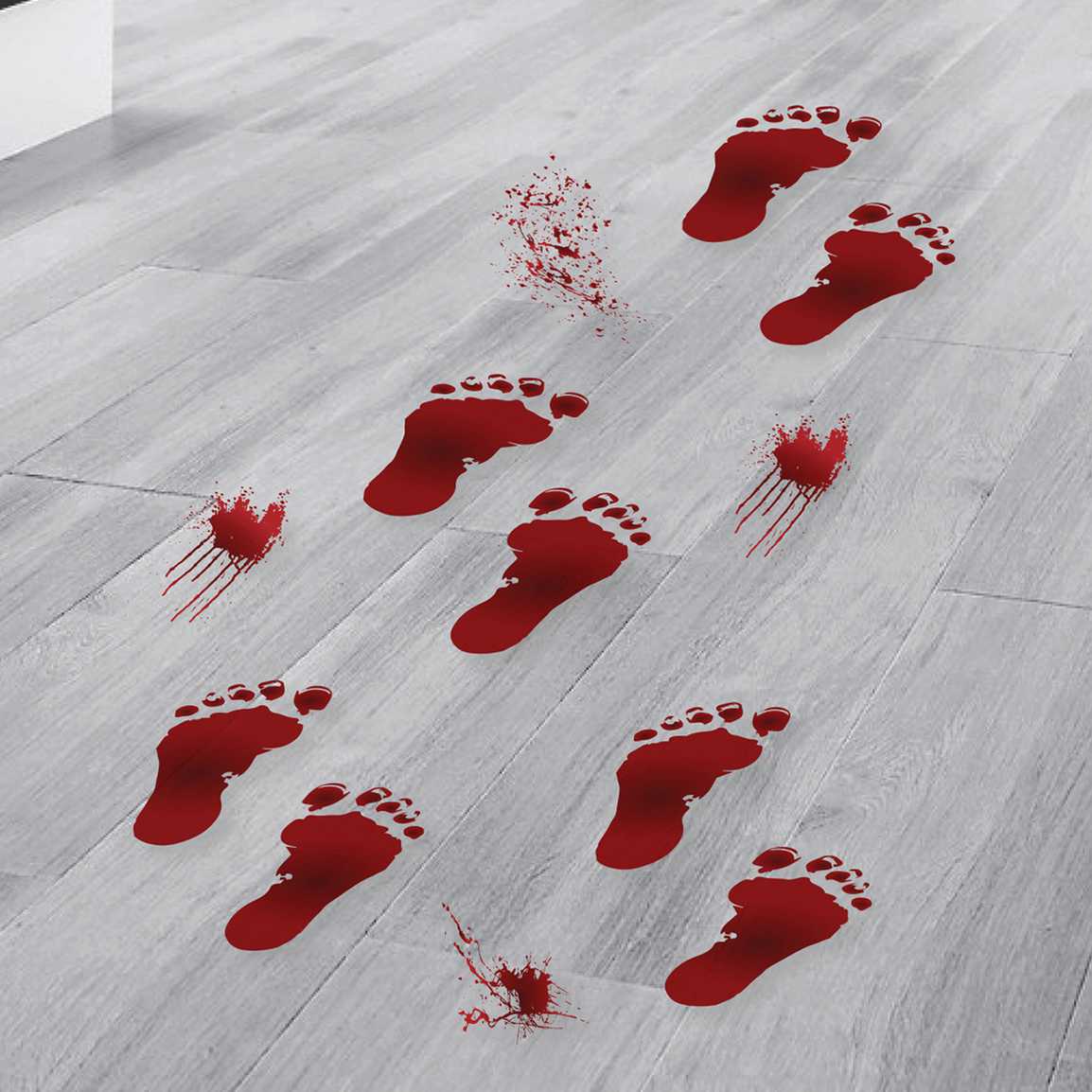 Halloween Red Blood Splatter & Footprint Floor Stickers