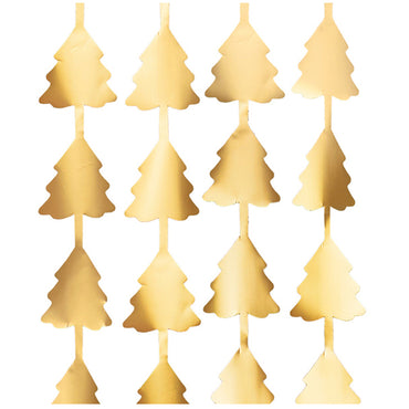 Christmas Trees Gold Party Curtain 100cm x 245cm