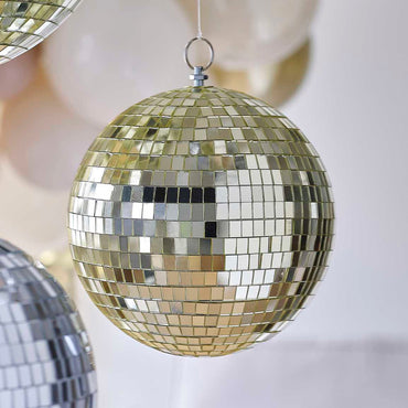 Gold Disco Ball Hanging Decoration 20cm