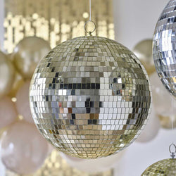 Gold Disco Ball Hanging Decoration 30cm