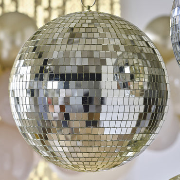 Gold Disco Ball Hanging Decoration 30cm