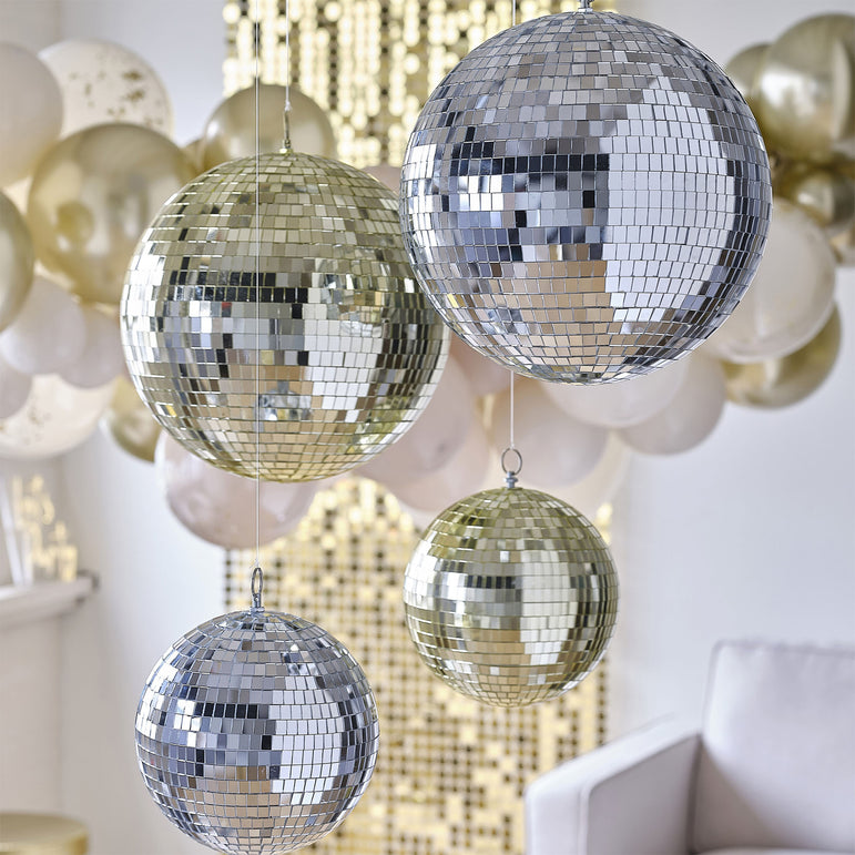 Gold Disco Ball Hanging Decoration 30cm