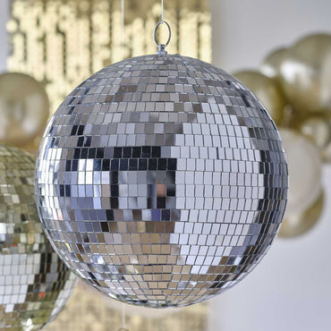 Silver Disco Ball Hanging Decoration 30cm