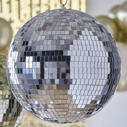 Silver Disco Ball Hanging Decoration 30cm