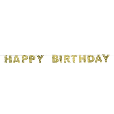 Golden Age Birthday Letter Banner Fringed, Foil Paper & Ribbon 7in