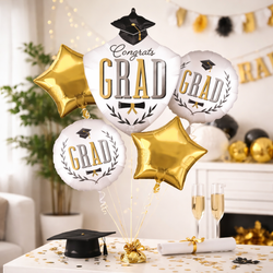 Caps Off Satin Infused Foil Balloon Bouquet 5pcs
