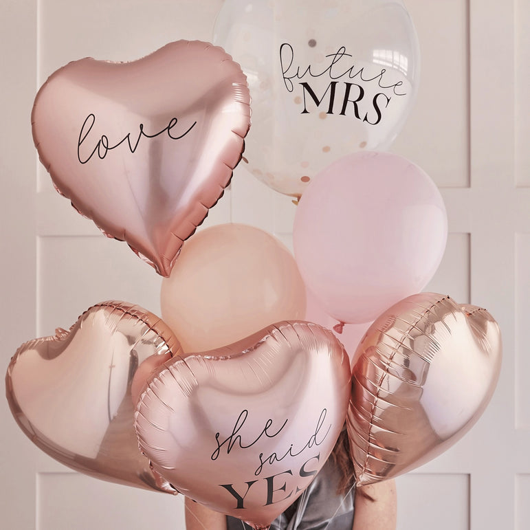 Blush Hen Balloon Cluster Rose Gold & Pink