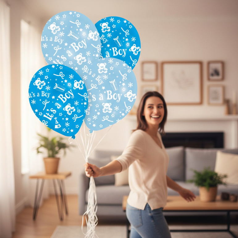 It's A Boy Printed Latex Balloons 11in, 6pcs
