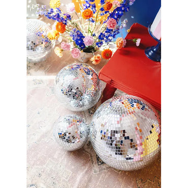 Silver Disco Ball Hanging Decoration 20cm