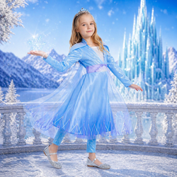 Child Elsa Frozen 2 Deluxe Costume Dress with Cape