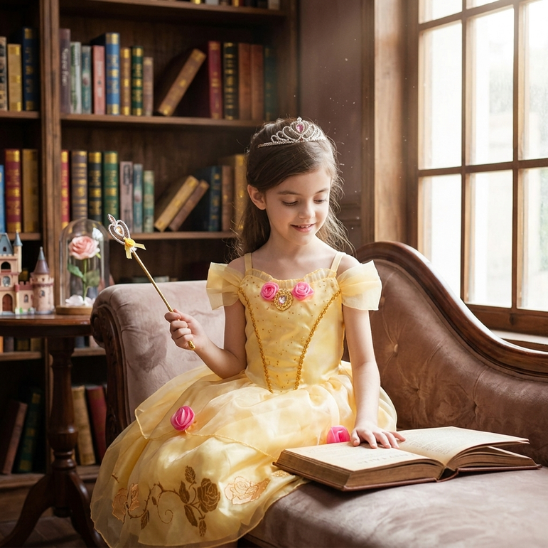 Child Belle Prestige Costume Dress – Deluxe Princess Gown