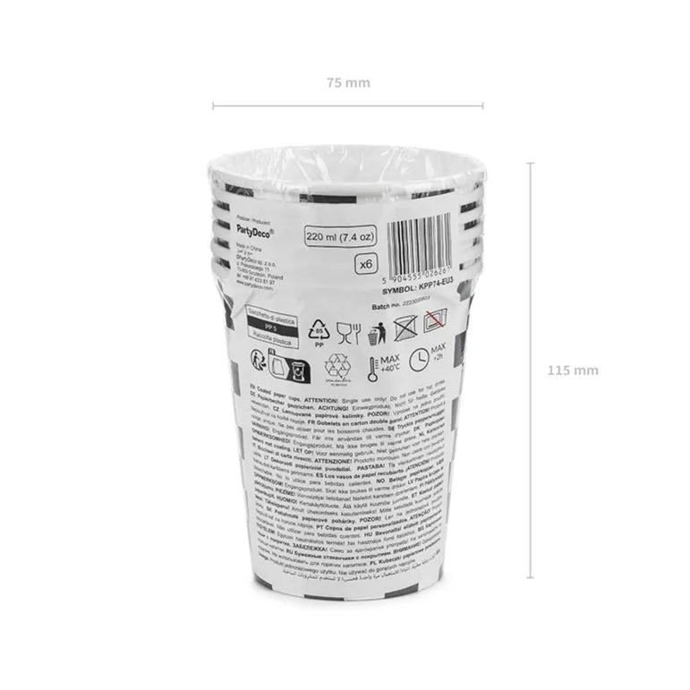 Checkered Flag Paper Cups 7oz 6pcs