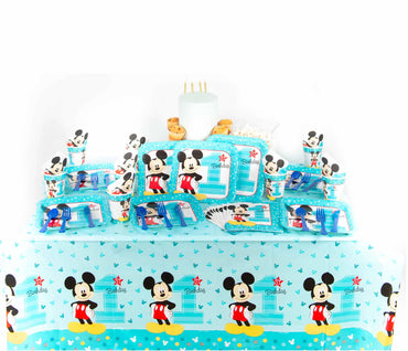 Mickey Fun Basic 57 Pieces Tableware Party Supplies for 8 Guests