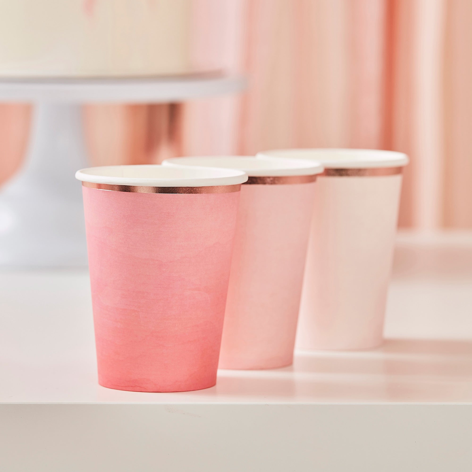 Pink and Rose Gold Ombre Paper Cups 8pcs