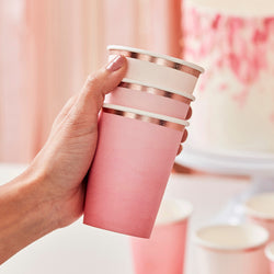 Pink and Rose Gold Ombre Paper Cups 8pcs