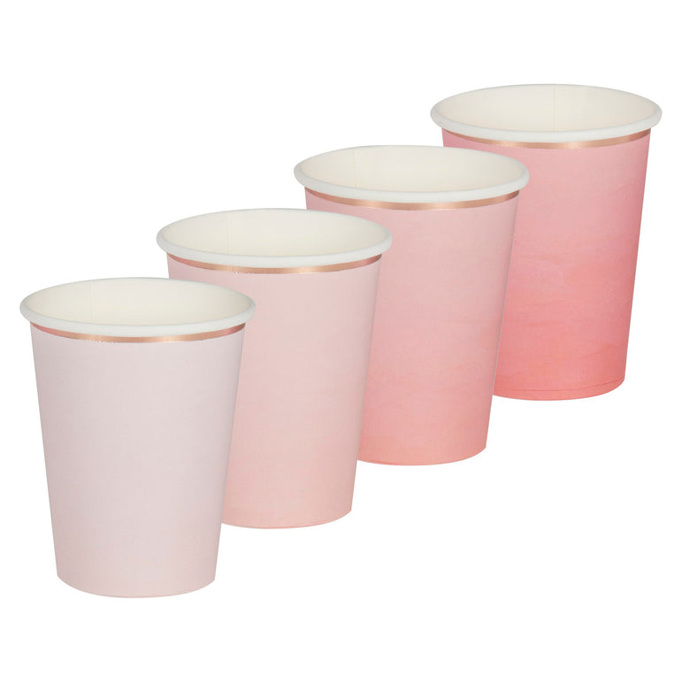 Pink and Rose Gold Ombre Paper Cups 8pcs